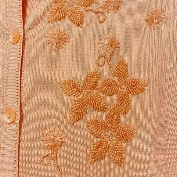 Vintage - Peach Embroidered Silk Pendleton Cardigan - Picture 3 of 7